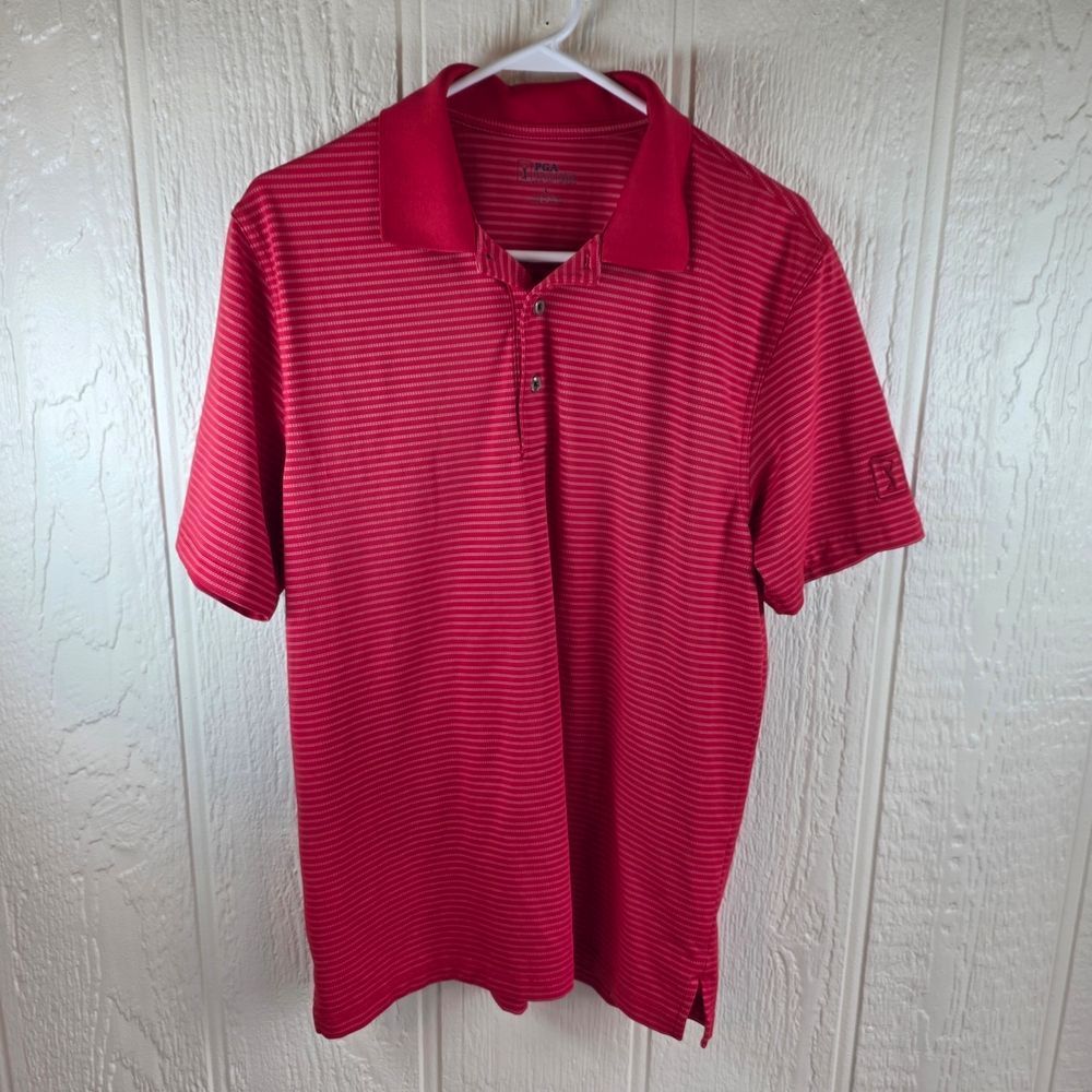 PGA Tour Vibrant Red Polo Shirt, Size Large